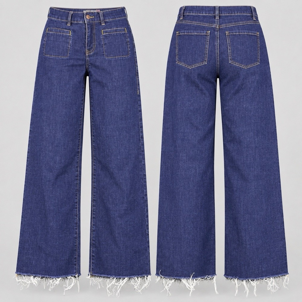 Cabi jeans Boho Coastal Cowgirl Patch Pocket  Women 2 Retro Flare Raw Hem 28/29